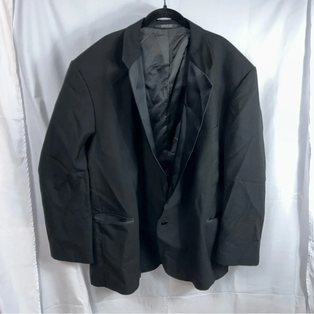 After Six Suit Jacket Formals Black Satin Collar and Buttons Tuxedo Jacket